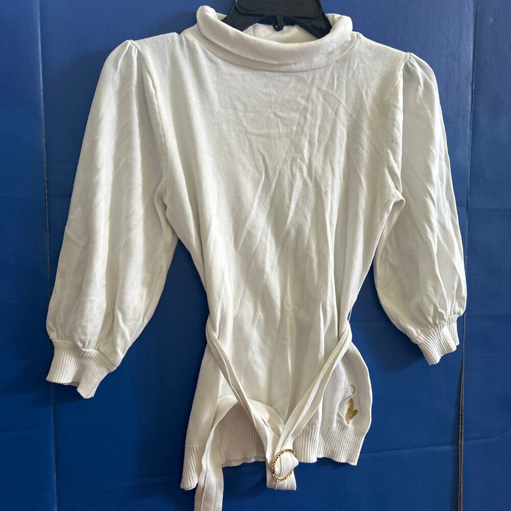 Y2K Baby Phat Long Sleeve Belted Turtle Neck White Shirt Youth Sz L Large Used